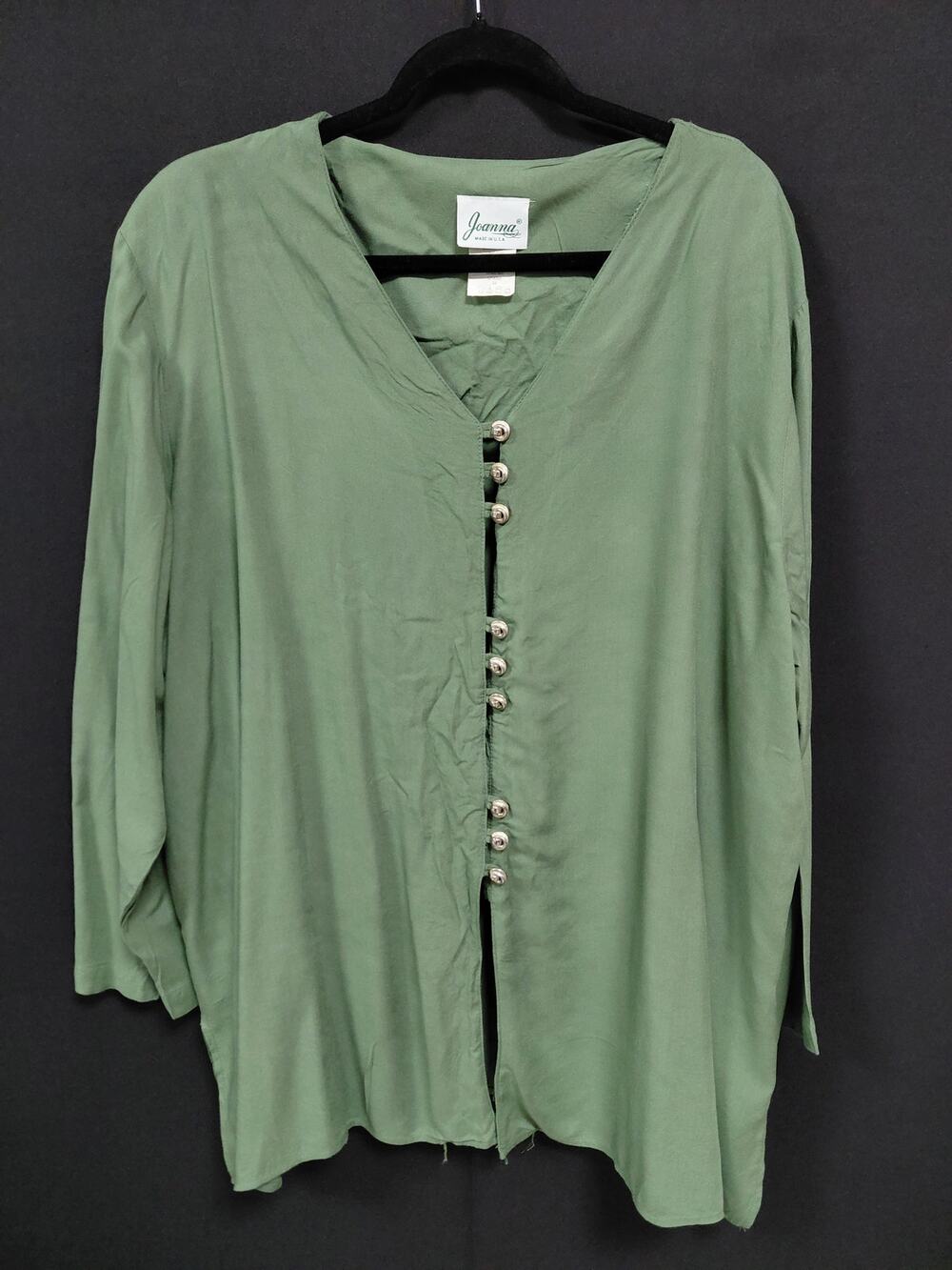 Jo anna Made in USA Rayon Button-Up Top Solid Women Size L
